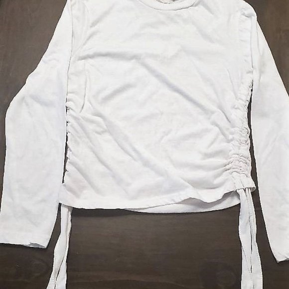 Women's Full Circle Trends with Love Size Medium Thin White Long Sleeve with Tie - Picture 4 of 4